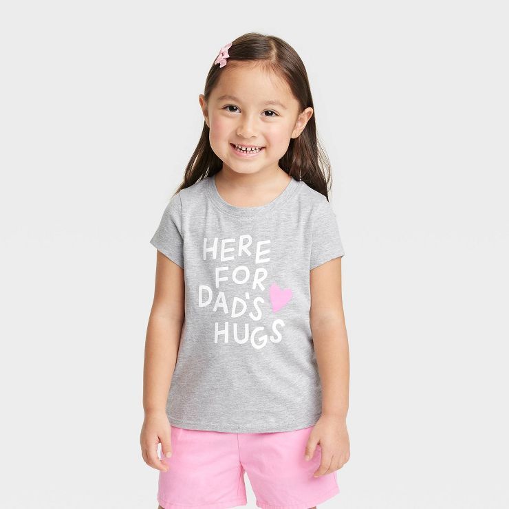 Toddler Girls' 'Dad's Hugs' Short Sleeve T-Shirt - Cat & Jack™ Light Gray | Target