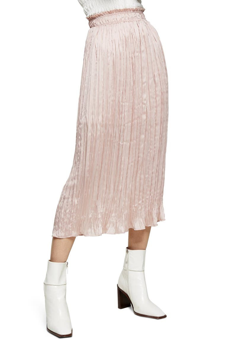 Pleated Crushed Satin Skirt | Nordstrom