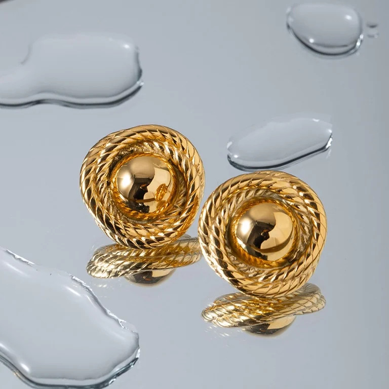 HETICA Vintage Chunky Gold Earrings for Women \u2013 Round Rope Disc Studs, Statement Fashion Jew... | Walmart (US)