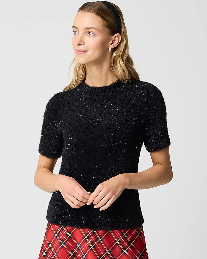 Short-sleeve tinsel sweater | J.Crew Factory