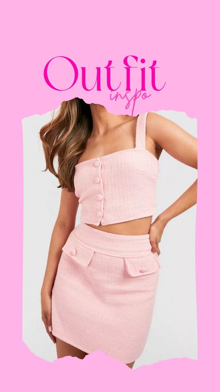 Barbie Outfit Inspo | Boohoo Pink Tweed Skirt Set

#LTKsalealert