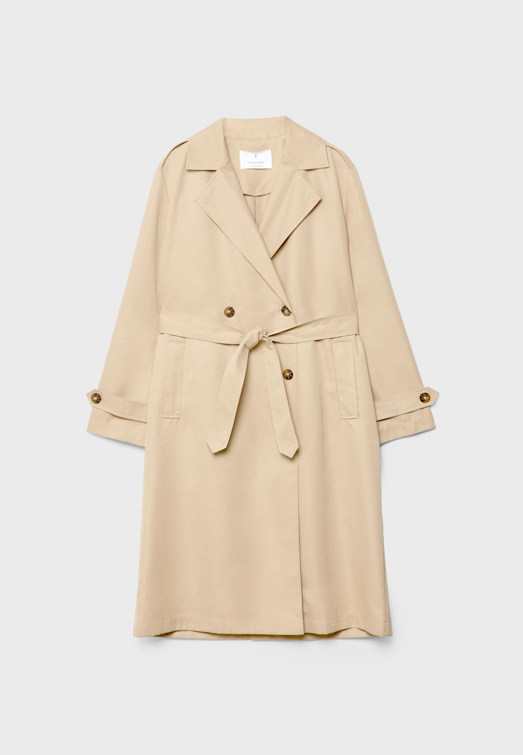 Long flowing trench coat - Women's Jackets | Stradivarius United Kingdom | Stradivarius (UK)