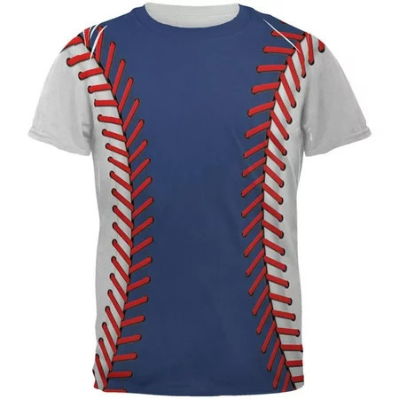 Baseball League Blue and White All Over Mens T Shirt Multi LG | Walmart (US)