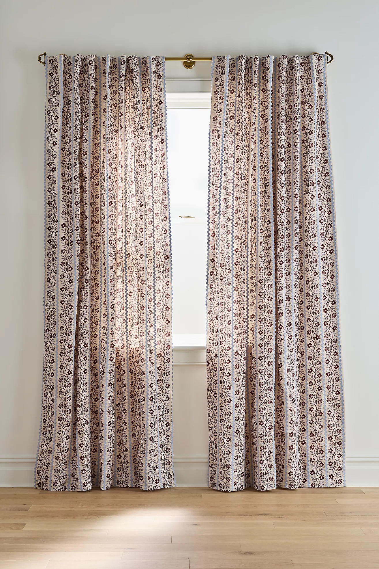 Austin Embellished Floral Cotton Curtain | Anthropologie (US)
