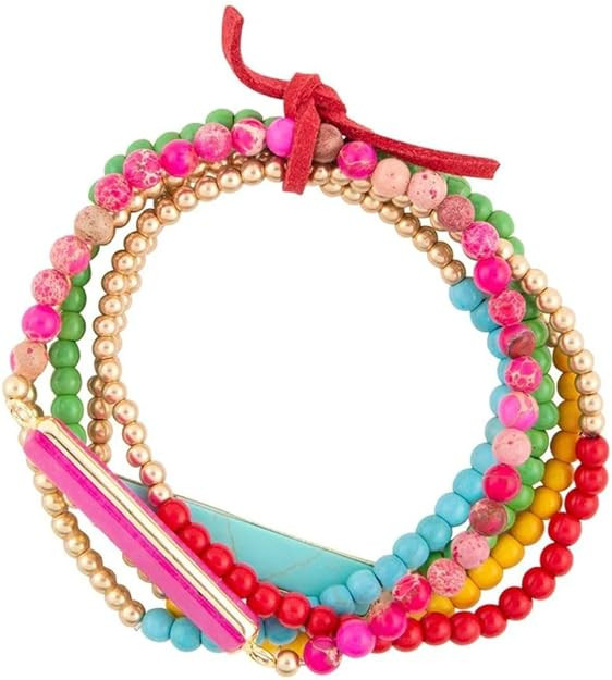 Barse Jewelry Serape Multi Stone Stretch Bracelet Set | Amazon (US)