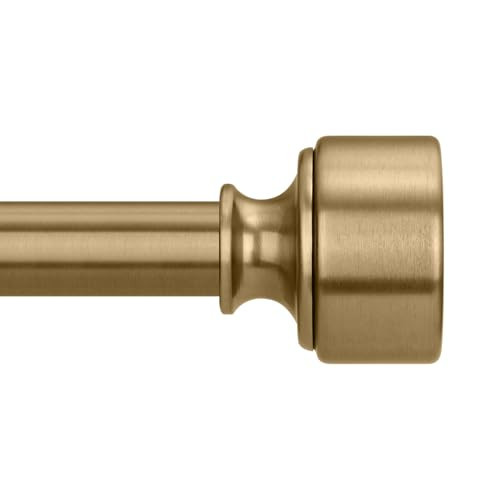 Warm Gold Curtain Rods for Windows 48 to 84 Inch, Heavy Duty Brass Curtain Rod, 1" Diameter Adjustable Gold Window Treatment Rods with Vintage Brushed Metal Finials for Bedroom Living Room Farmhouse | Amazon (US)