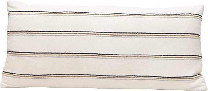 Creative Co-Op Woven Cotton Blend Lumbar Stripes, Multi Color Pillow | Amazon (US)
