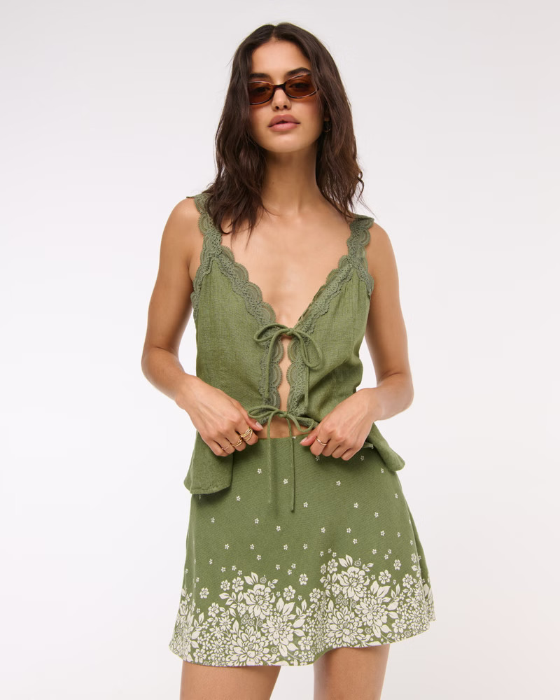 Women's The A&F Sienna Linen-Blend Mini Skort | Women's Clearance | Abercrombie.com | Abercrombie & Fitch (US)