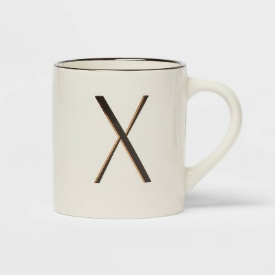 16oz Stoneware Monogram X Mug Ivory - Threshold™ | Target
