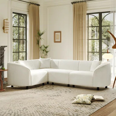 Modena 104'' Wide Contemporary Boucle Upholstered L-Shaped Modular Sectional Sofa | Wayfair North America