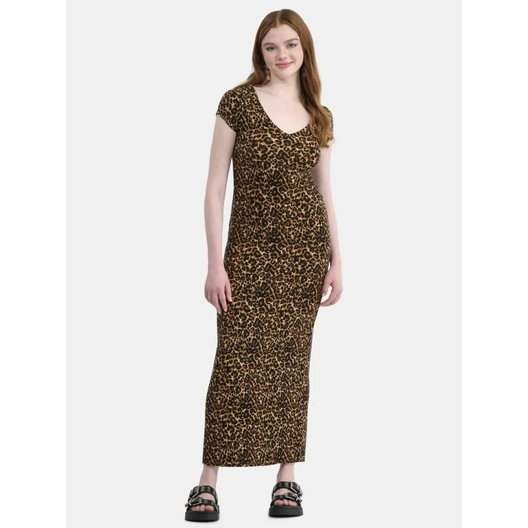 No Boundaries Maxi Dress with Cap Sleeves, Women's - Walmart.com | Walmart (US)