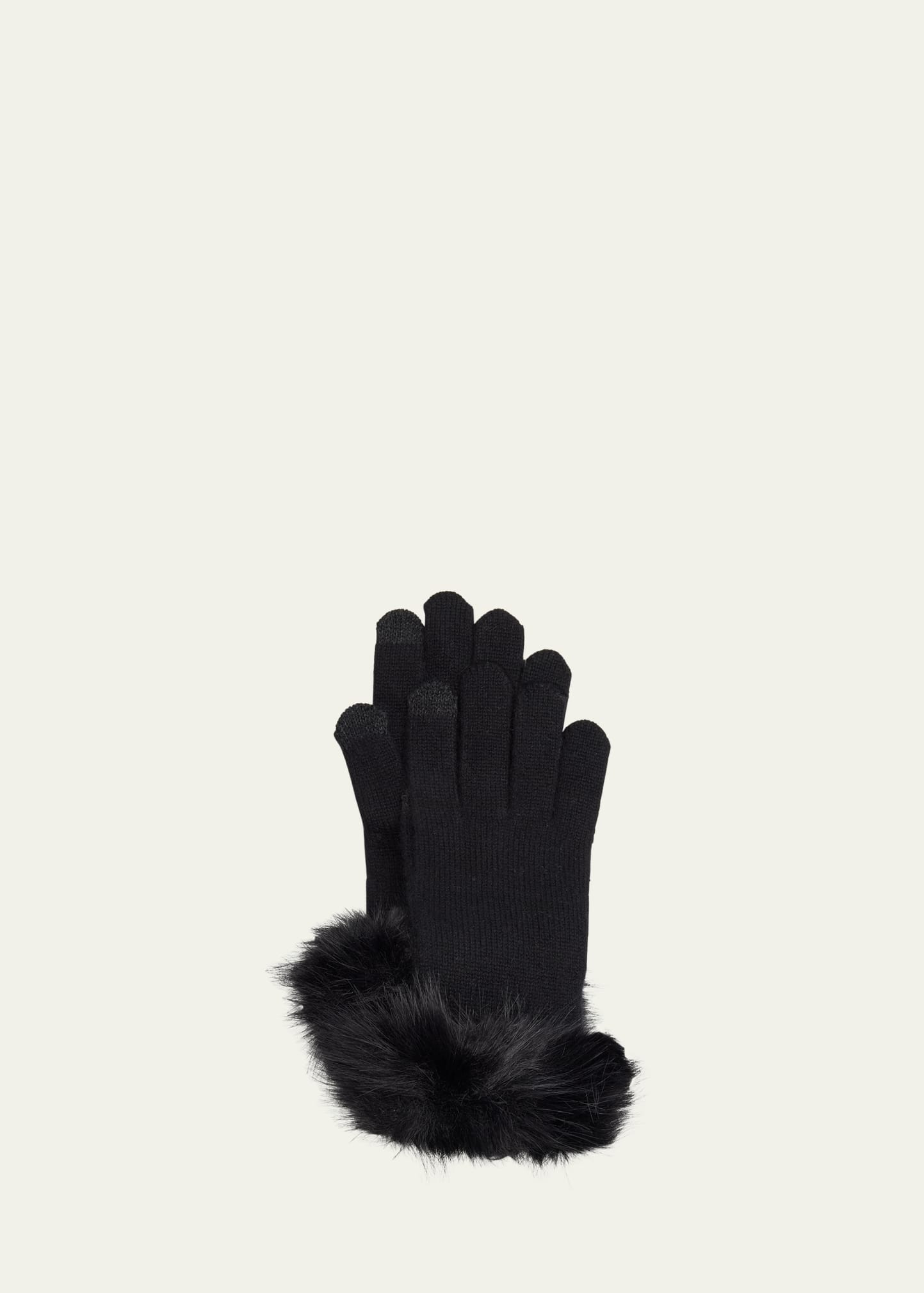 Sofia Cashmere Touchscreen Cashmere & Faux Fur Gloves | Bergdorf Goodman