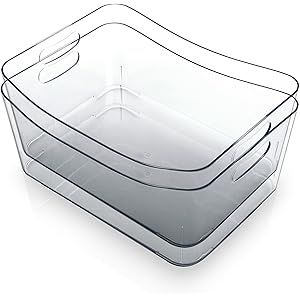 BINO Clear Plastic Storage Bin with Handles (2PK- Large) - Plastic Storage Bins for Kitchen, Cabi... | Amazon (US)