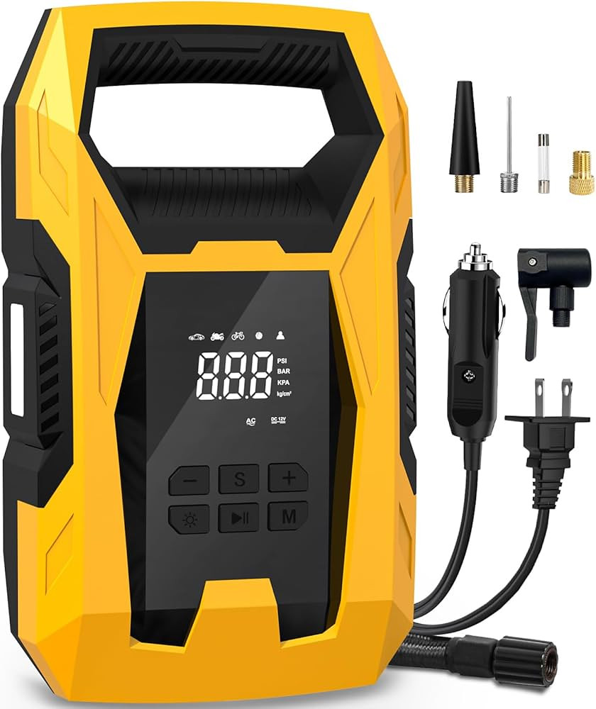 CARSUN AC/DC Tire Inflator Portable Air Compressor, Dual Power for Home 110V AC and Car 12V DC Ai... | Amazon (US)