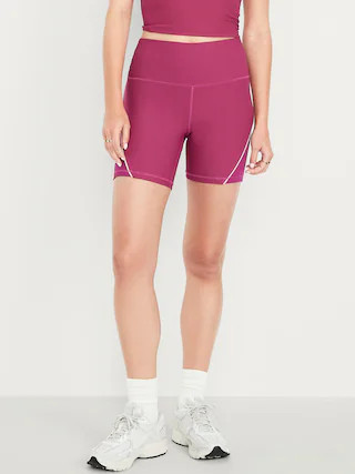 High-Waisted PowerSoft Biker Shorts -- 6-inch inseam | Old Navy (US)