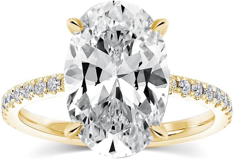 Effinny 925 Silver 3.5ct Oval Engagement Ring,Travel Friendly Promise Ring | Amazon (US)