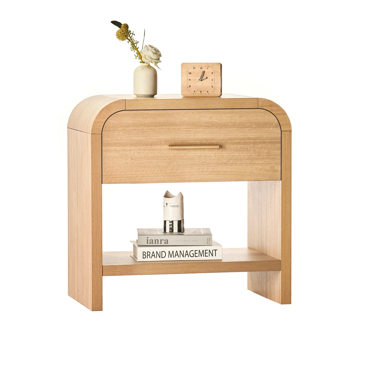 Modern Nightstand Set Of 2 Wooden Bedside Tables With Smooth Rounded Corner Design (Set of 2) | Wayfair North America