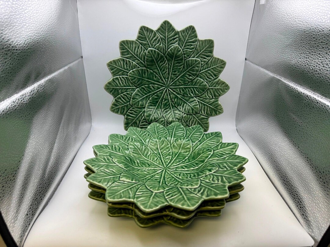 Set of 4 Bordallo Pinheiro Portugal LEMON LEAF Green Dinner Plates - Etsy | Etsy (US)