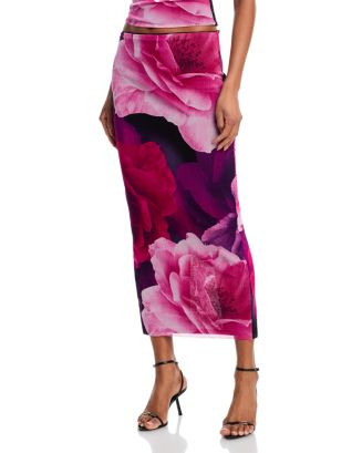 AQUA Floral Mesh Midi Skirt - Exclusive   | Bloomingdale's Women | Bloomingdale's (US)