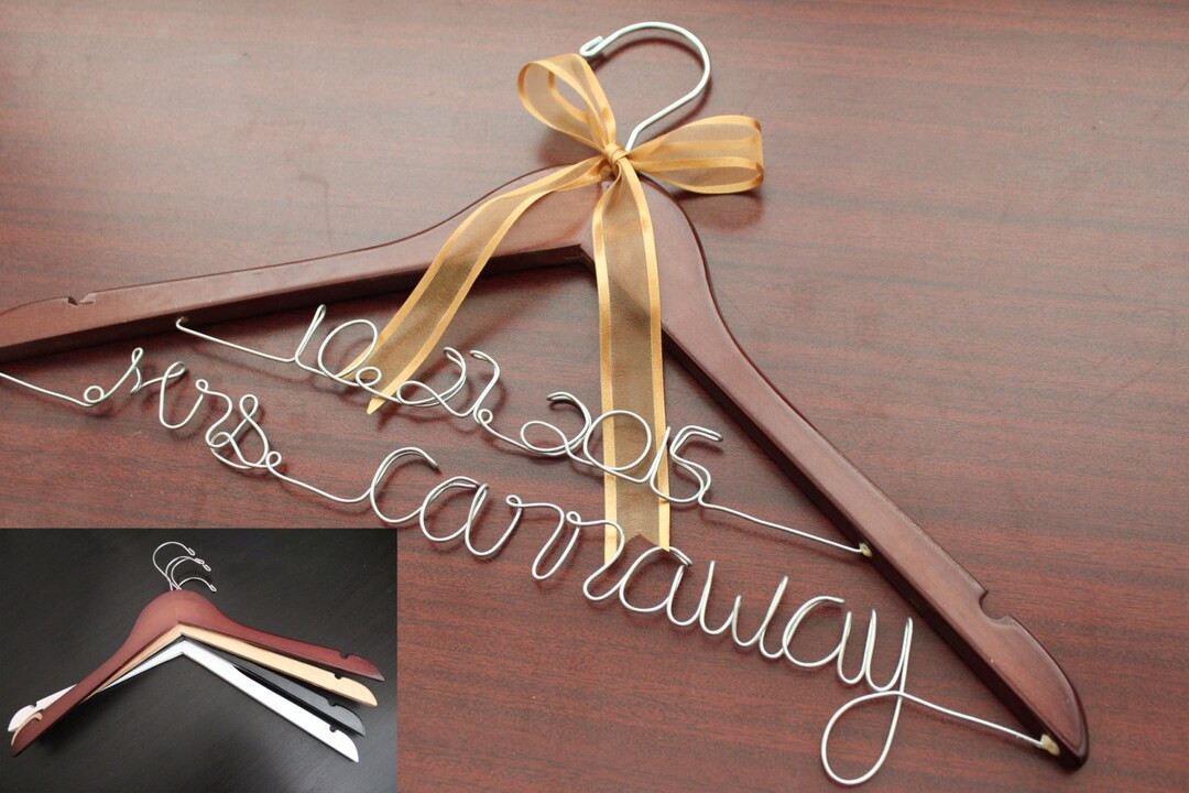 Sale Personalized Wedding Hanger Bridal Hanger Bride Hanger with Custom Date Double Line Wire Nam... | Etsy (US)