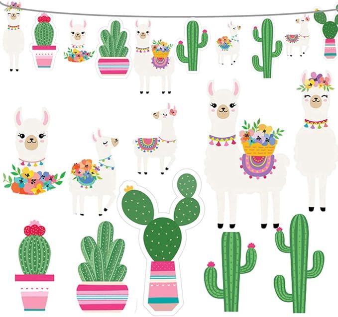 2020 Llama Cactus Banner Garland Party Supplies, Llama Cactus Themed Birthday Party Decorations f... | Amazon (US)