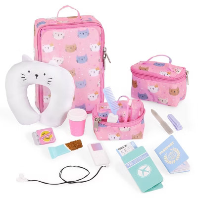 Our Generation Purrfectly Packed Kitty-Print Luggage & Accessories Set for 18" Dolls: Travel Them... | Target