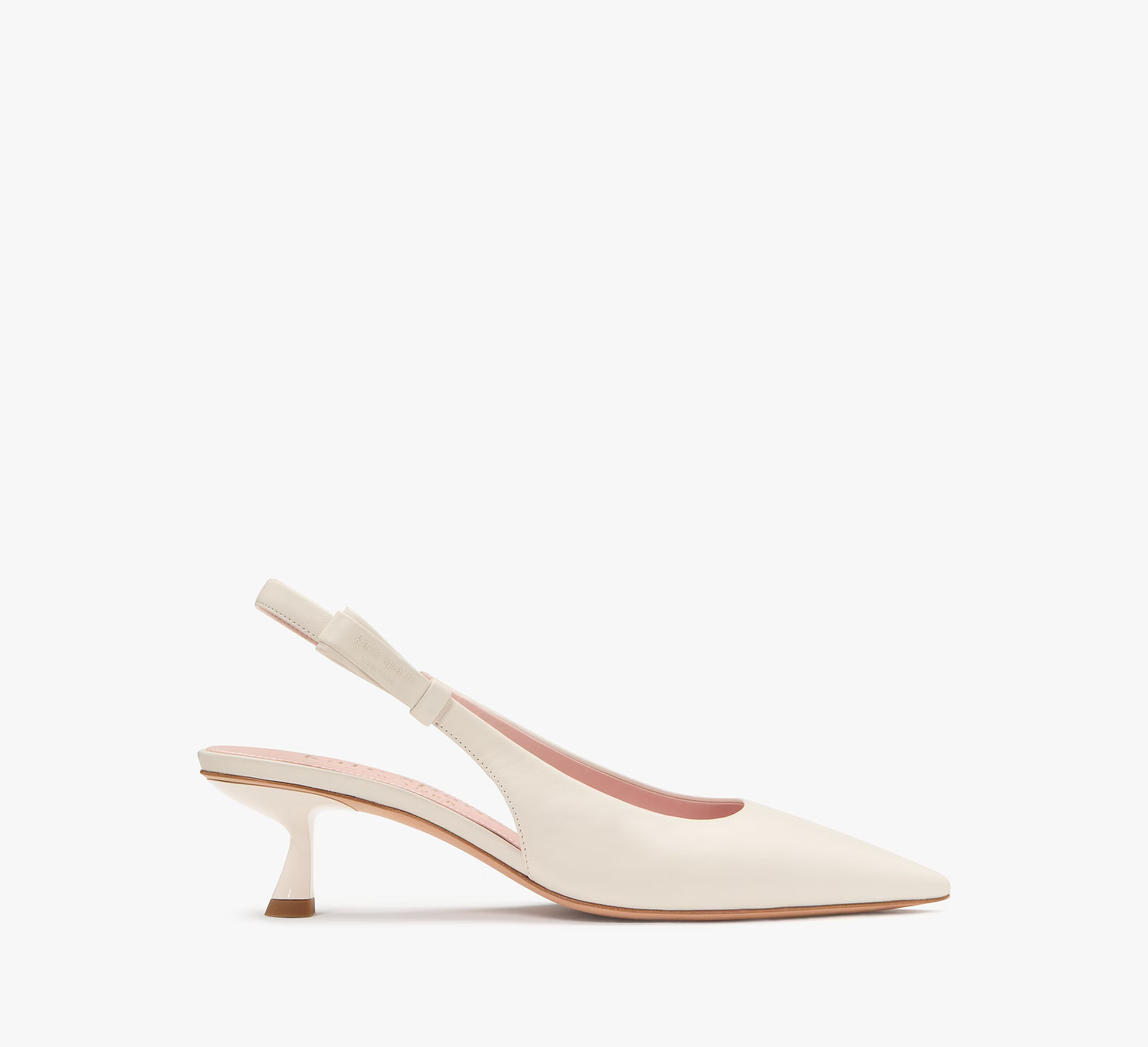 Kate Spade Riley Slingback Smooth Leather Kitten Heel, Cream - 6.5 | Kate Spade (US)