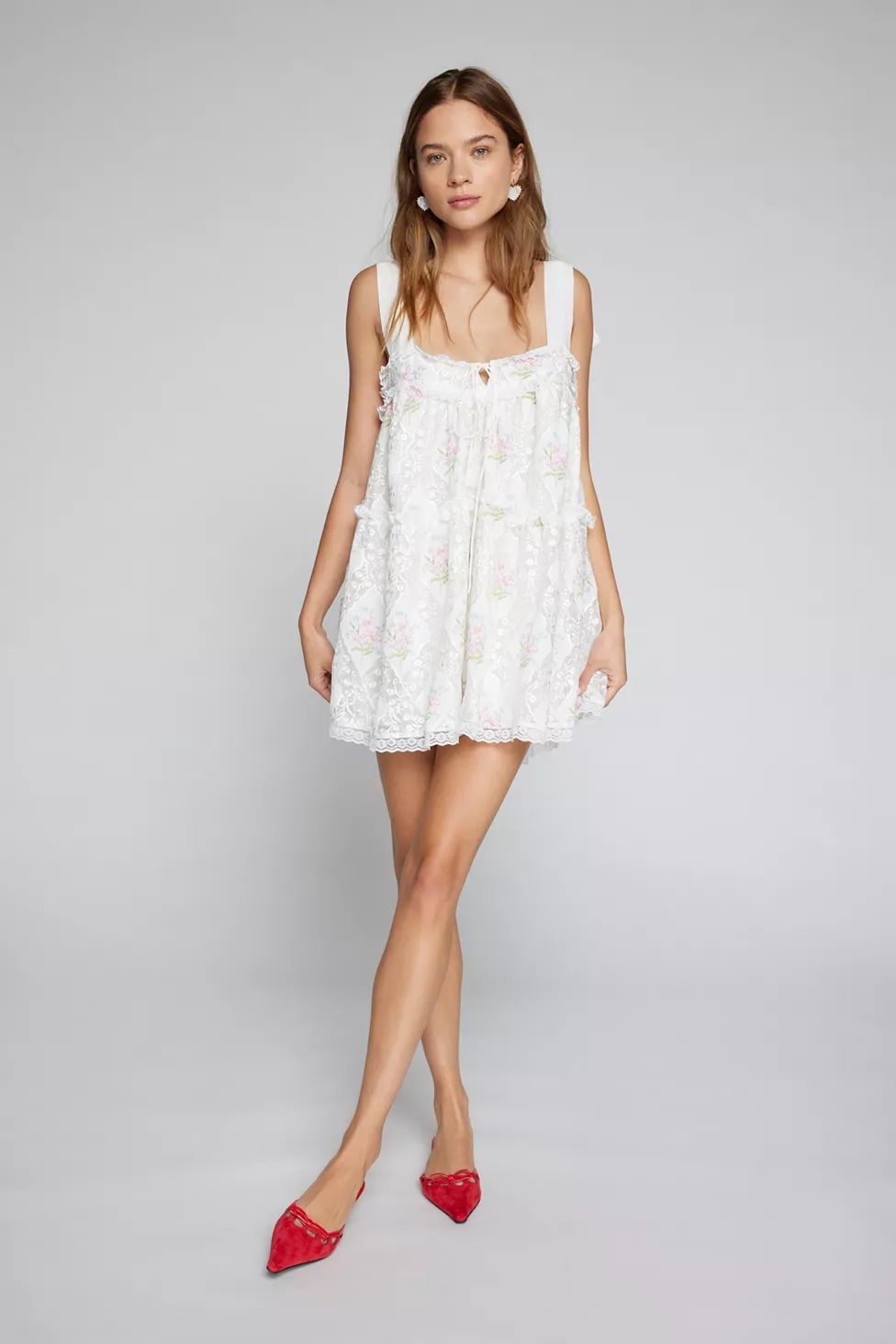 For Love & Lemons Dakota Lace Floral Mini Dress | Urban Outfitters (US and RoW)