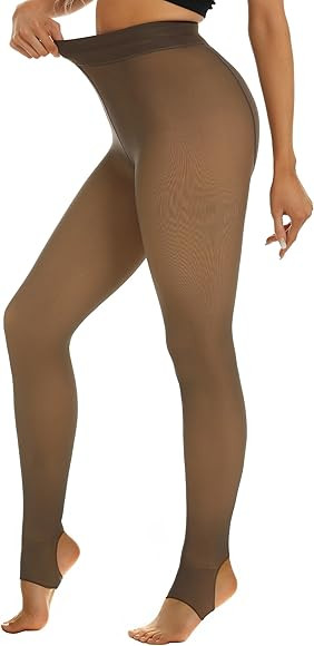 Neufigr Fleece Lined Tights Womens Leggings Thermal Pantyhose Fake Translucent Tights Opaque High... | Amazon (US)