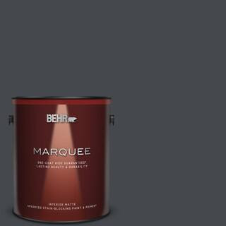 BEHR MARQUEE 1 gal. #N490-7 Ink Black One-Coat Hide Matte Interior Paint & Primer 145301 - The Ho... | The Home Depot