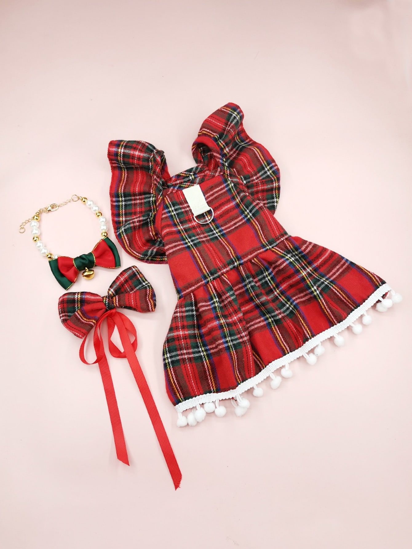 Pet Clothes Set Including Printed Dress And Bow Tie | SHEIN