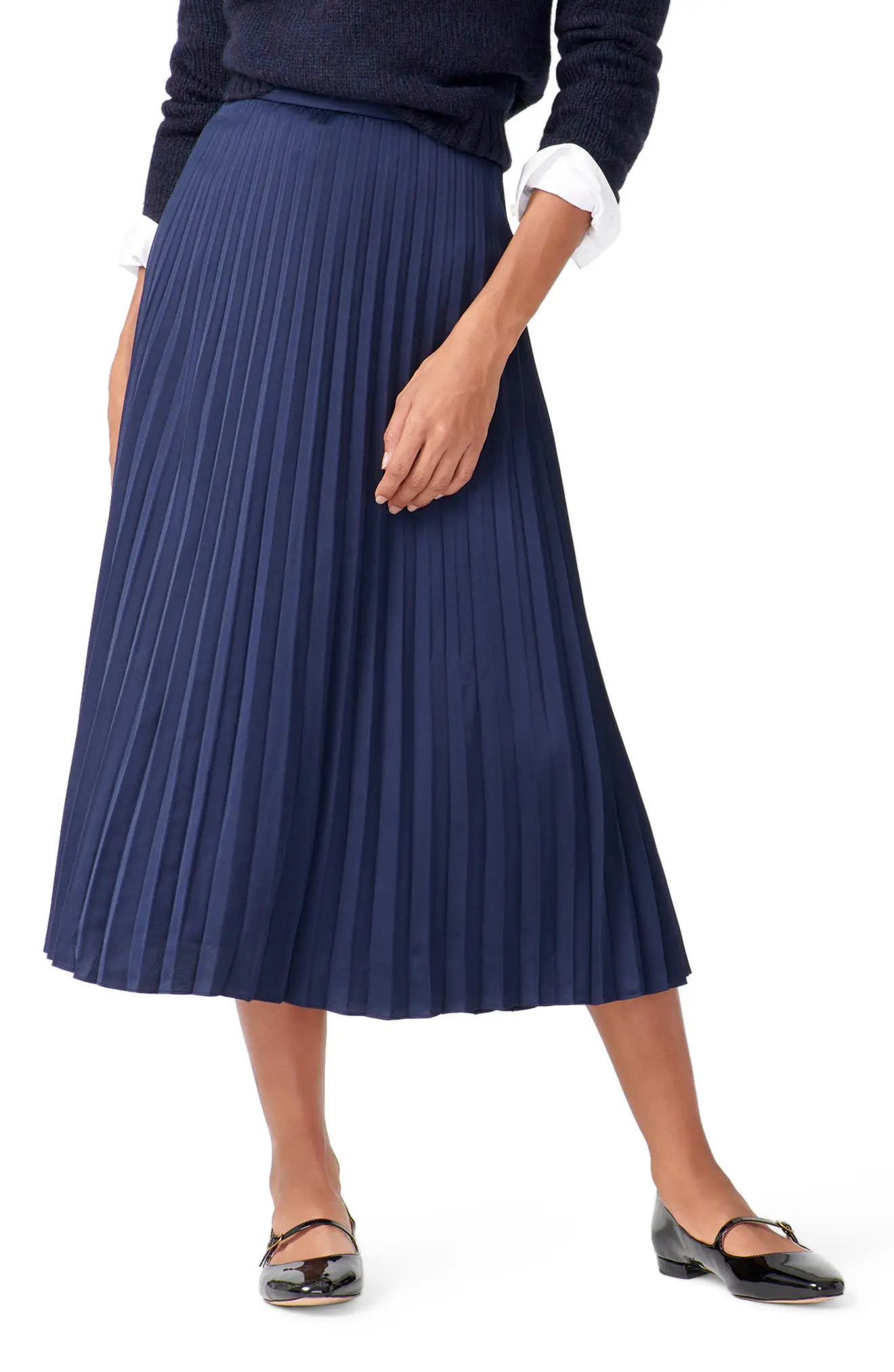 Women's J.crew Pleated Midi Skirt, Size 8 - Blue | Nordstrom