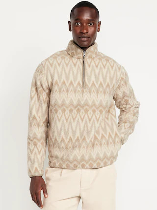 Printed Sherpa Quarter-Zip Pullover | Old Navy (CA)