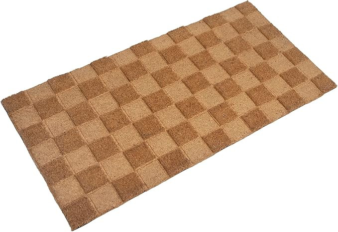 Creative Co-Op Engraved Coir Checkerboard Print and PVC Back, Natural Doormat, 32 | Amazon (US)