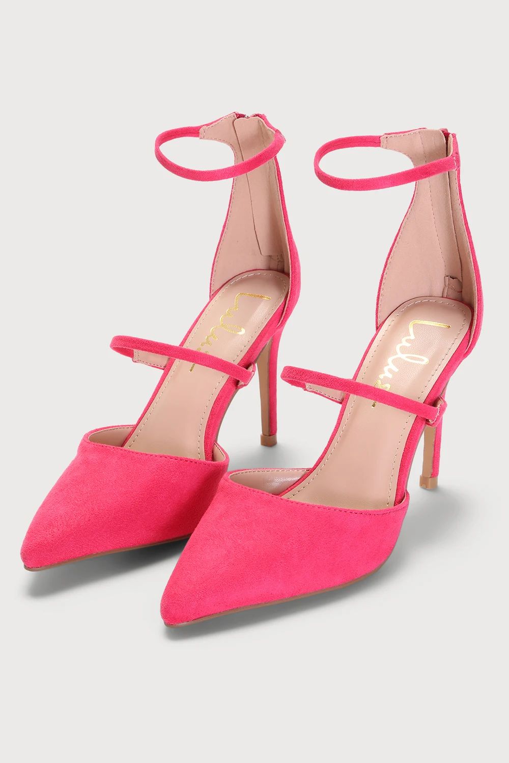 Lovelee Pink Suede Pointed-Toe Ankle Strap Pumps | Lulus (US)