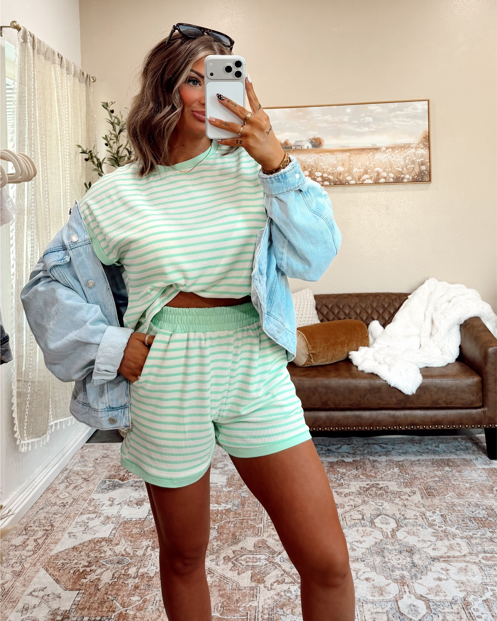 Hands down THE comfiest set I have ever put on my body! ☁️ so much detail, so stretchy and comes in some amazing other colors 👏🏼 

I am wearing a medium for a little oversized fit! Shorts are plenty long enough and top is cropped a little  

#LTKootd #LTKSeasonal #LTKmomlife
