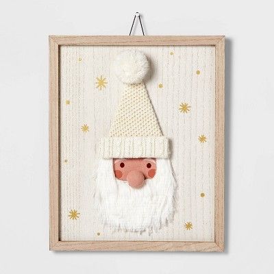 13" Knit Santa with Wood Frame Wall Sign - Wondershop™ | Target