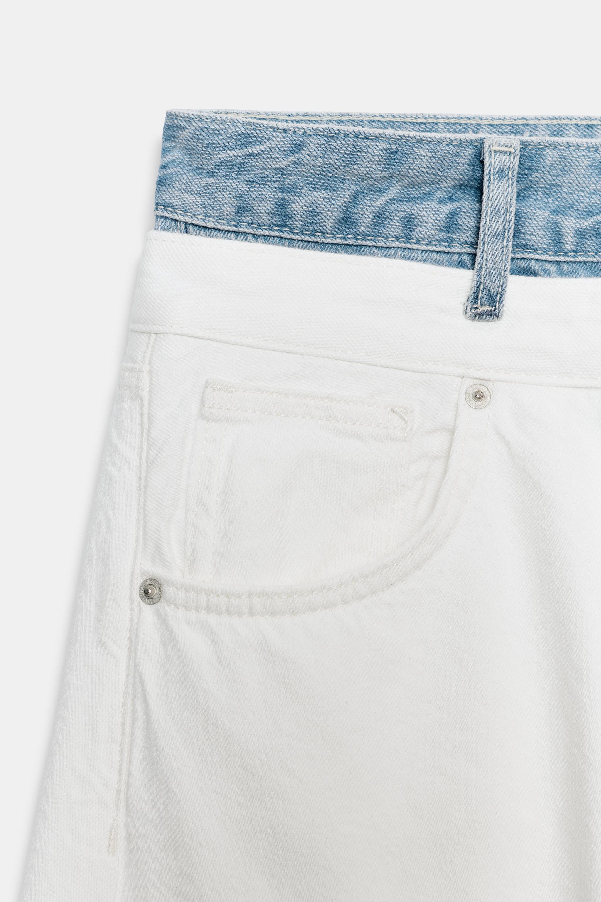 TRF STRAIGHT DOUBLE WAISTBAND MID-RISE JEANS | Zara US