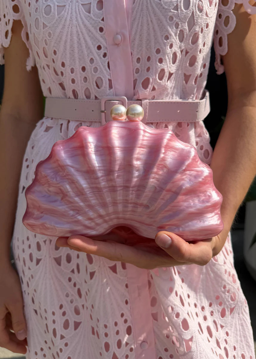 Medina Pearl Acrylic Fan Shell Clutch | Benaar La