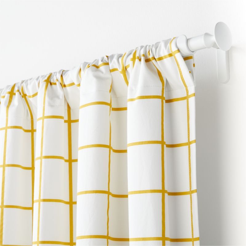 Yellow Grid 84" Curtain Panel + Reviews | Crate & Kids | Crate & Barrel