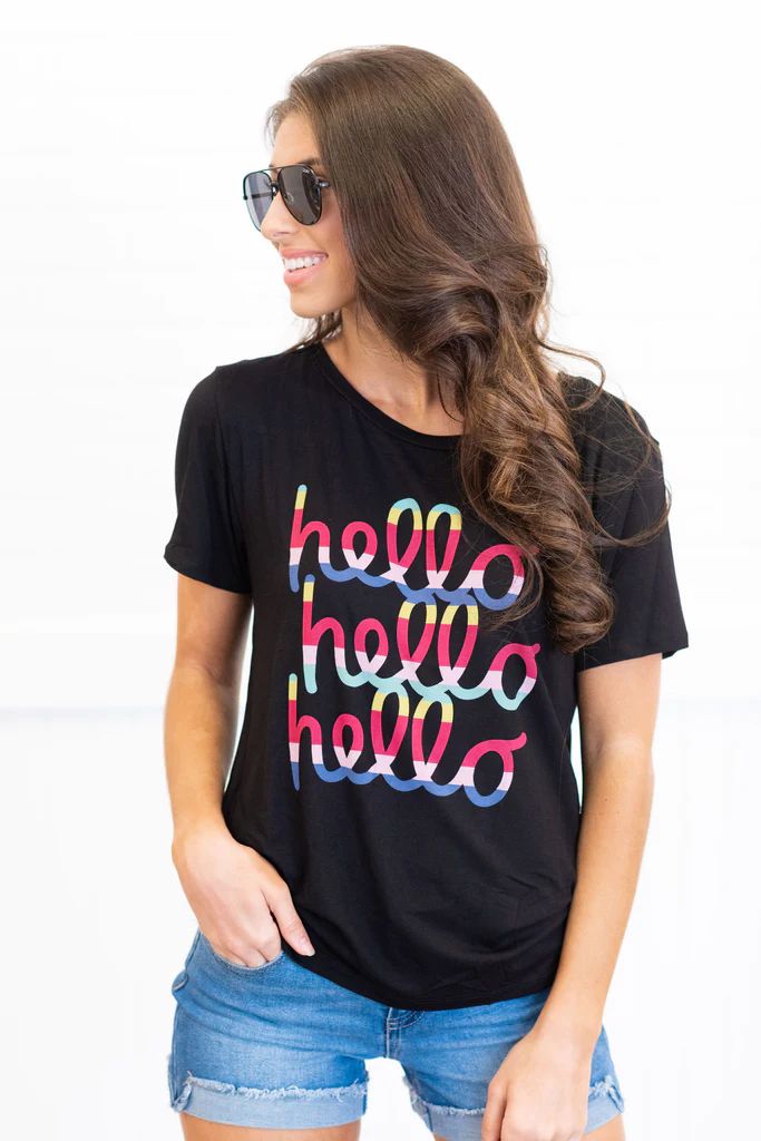 Hello Hello Hello Tee, Black | The Mint Julep Boutique