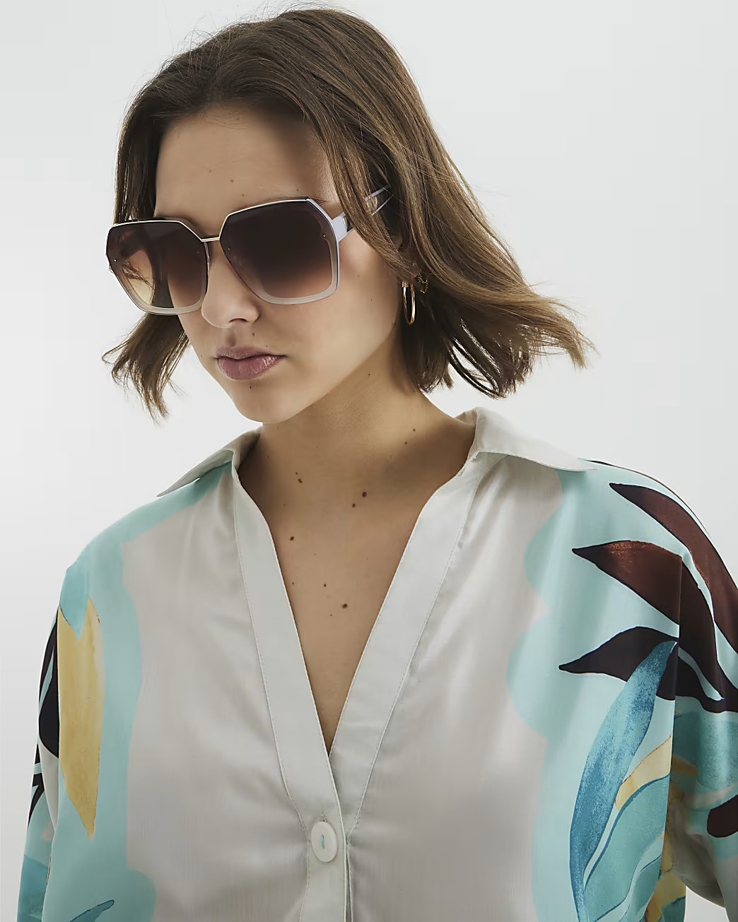 White Metal Hexagon Sunglasses | River Island UK & IE