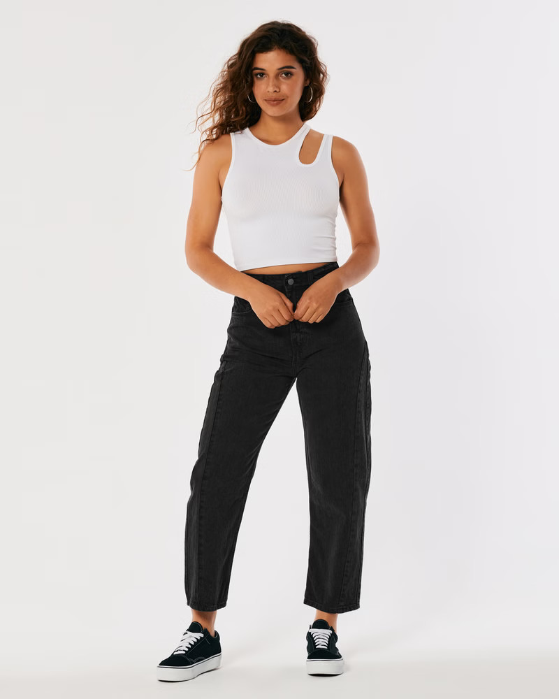 High-Rise Black Barrel Jeans | Hollister (US)