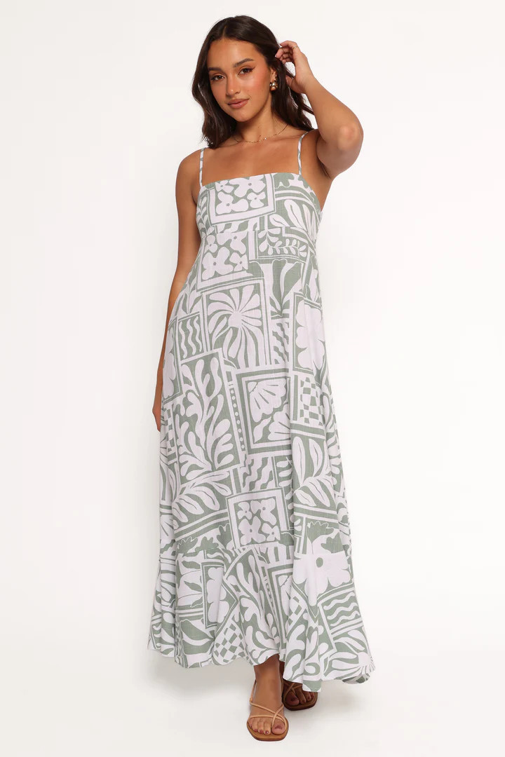 Kelsie Midi Dress - Sage Print | Petal & Pup (US)