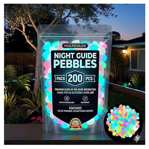 2026 Colorful Glow-in-the-Dark Garden Stones Night Guide Luminous Pebbles Rainbow Glow in the Dar... | Amazon (US)