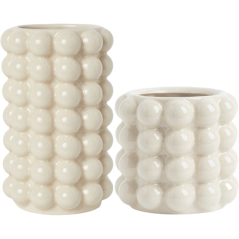 PORPAN White Ceramic Vases, Set of 2 Vases, Boho Vases, Decorative Vases, Modern Farmhouse Decor,... | Walmart (US)