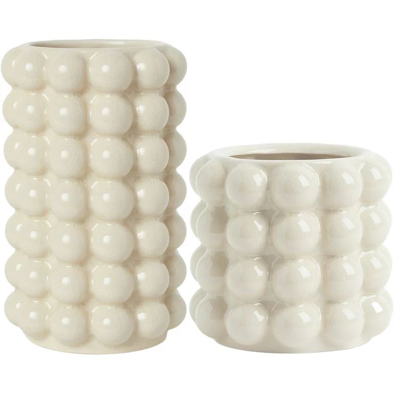 PORPAN White Ceramic Vases, Set of 2 Vases, Boho Vases, Decorative Vases, Modern Farmhouse Decor,... | Walmart (US)