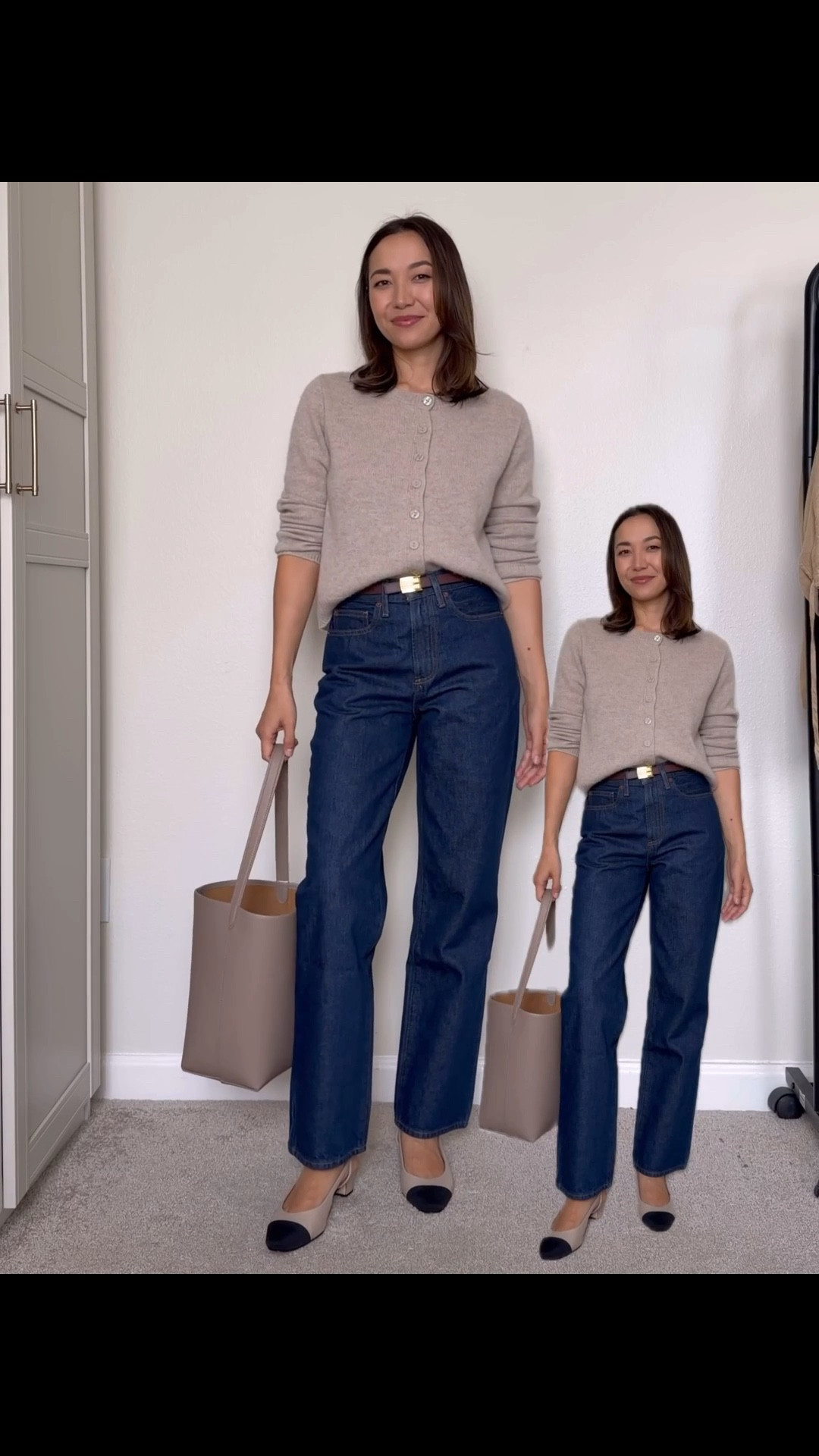 spring work outfit 

Quince cardigan — xs 
Quince Bella ridged straight jeans 
Aliz slingbacks — run half a size small
Amazon tote 

#LTKWorkwear #LTKootd