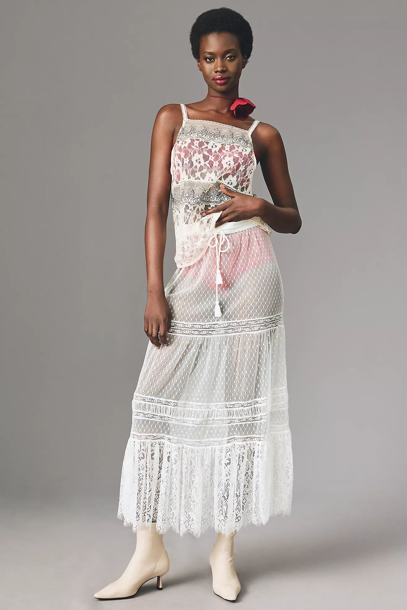 By Anthropologie Sheer Lace Maxi Skirt | Anthropologie (US)