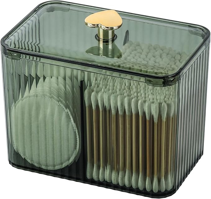 Tbestmax Qtip Holder Dispenser 3-Section Clear Cotton Swab/Pad/Ball Holder Container 3 Grids Bath... | Amazon (US)